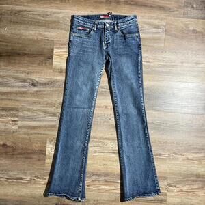 Nobody Jeans W 28x32 Y2K Low Rise Broken Weave Whiskers Boot Cut Heavy Faded